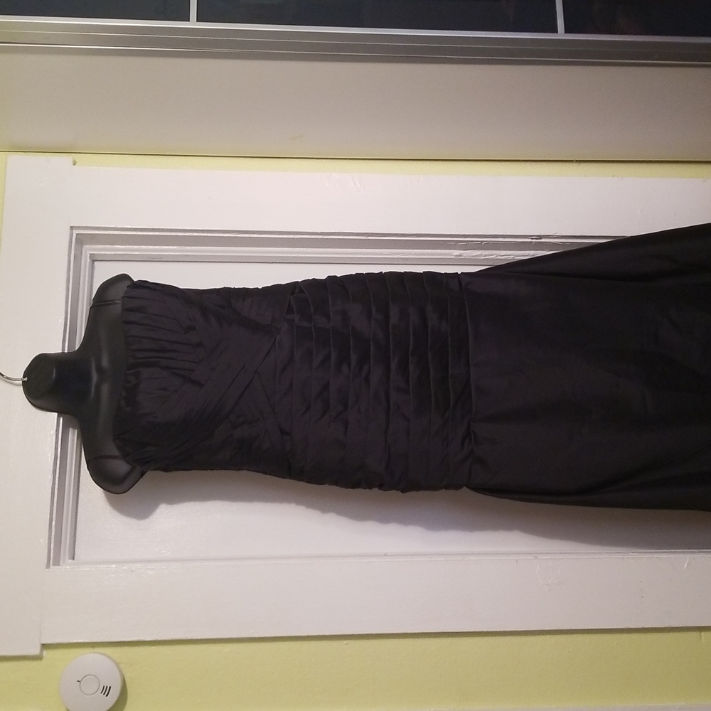 Angelina Faccenda Bridesmaids Black Long Shoulder free Dress & Scarf US 10/12